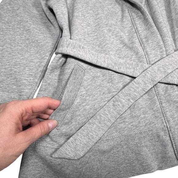 J. Crew Antique Fleece Cardigan Sz.XL Gray Belted Shawl Capsule Wardrobe Staple - Picture 7 of 10